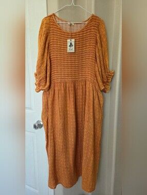 NWT EASEL Los Angeles Printed Cotton Gauze Washed Dress Size S/M/L